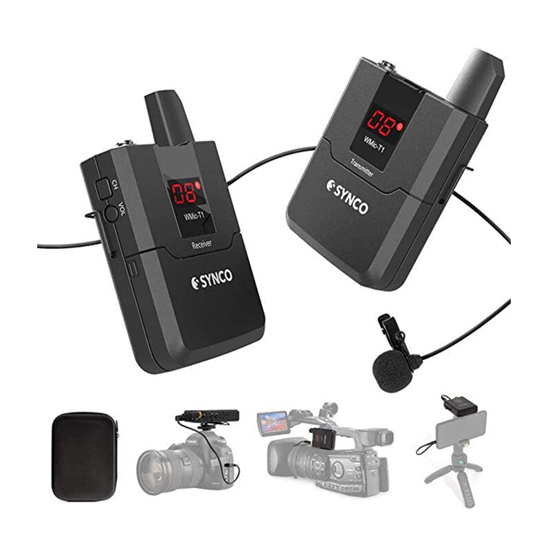 Wireless Lavalier Microphone System Receiver Transmitter Kit Video Recording Mic for Camera Phons Tablet Camcorder