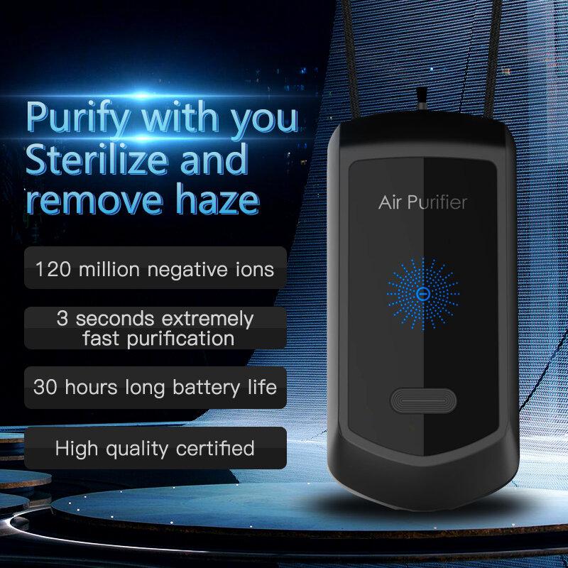 Portable Ozone Air Purifier Hanging Neck Negative Ion Air Purifier for Home Car 12000W/cm Anion Concentration