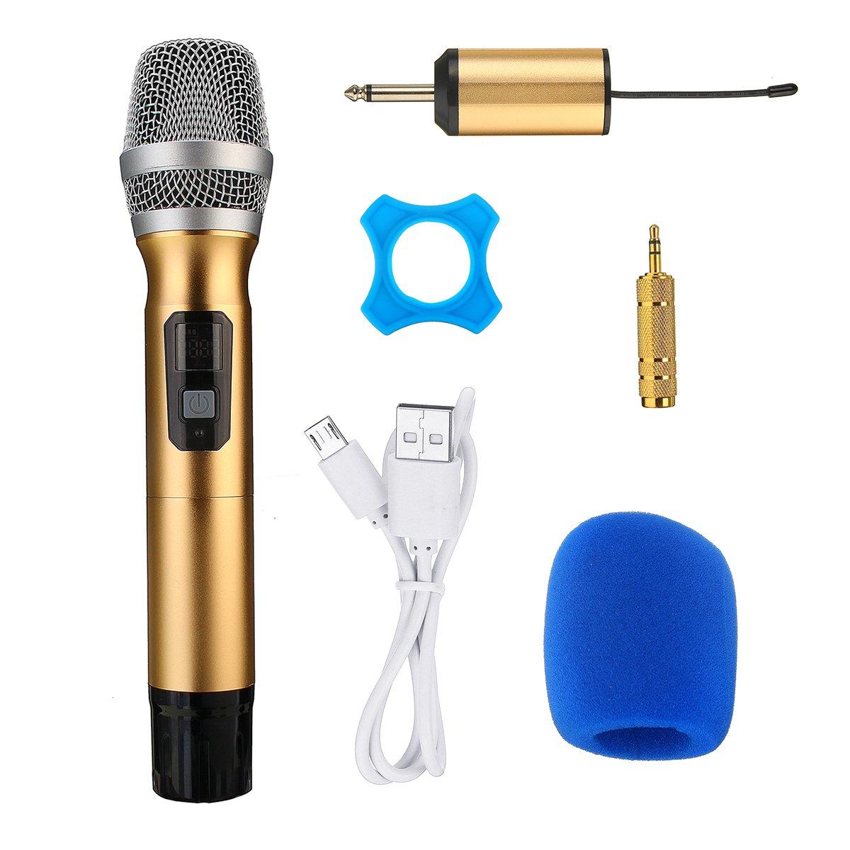 Wireless Handheld Mic 25 Channel UHF Receiver Adapter Stereo Microphone for KTV PC TV