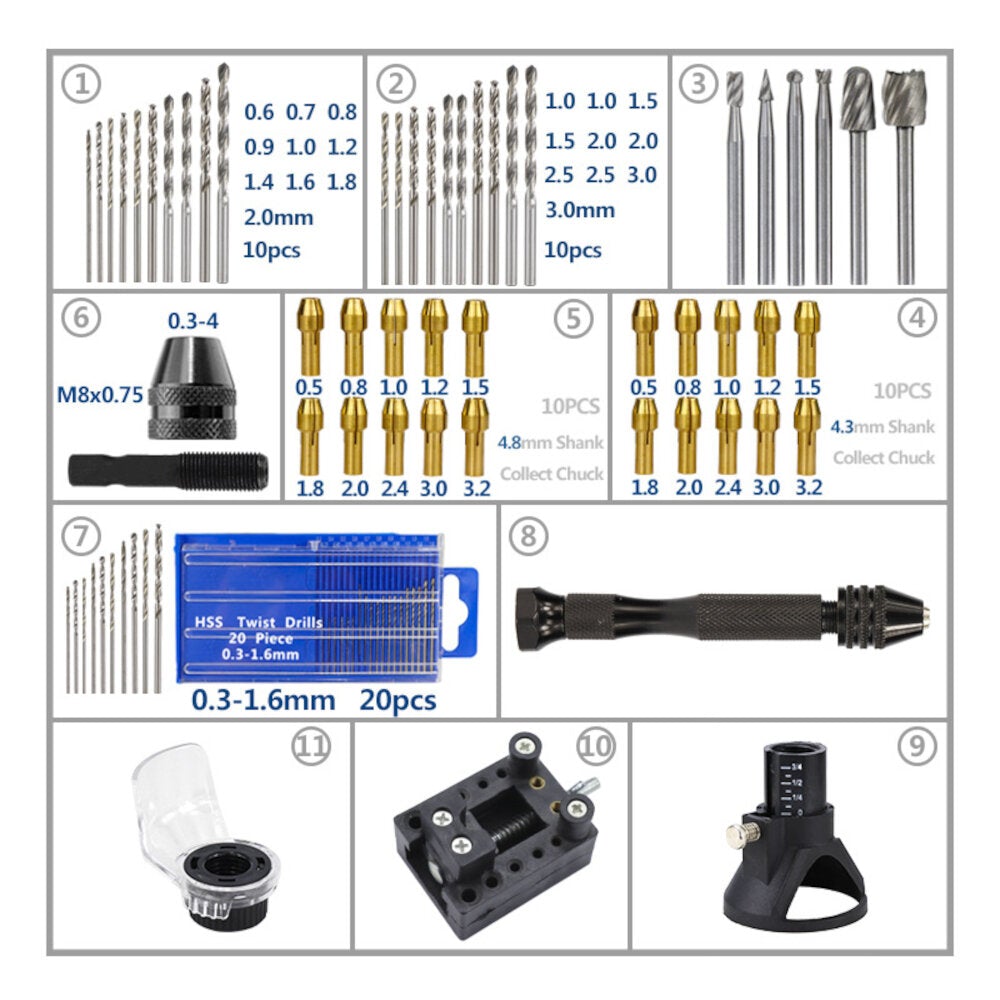 72Pcs Mini Electric Drill Tool Set Rotary Tools Dedicated Locator Grinding with Twist Drill Bit Wood Rotary Files Power Tools Accessories