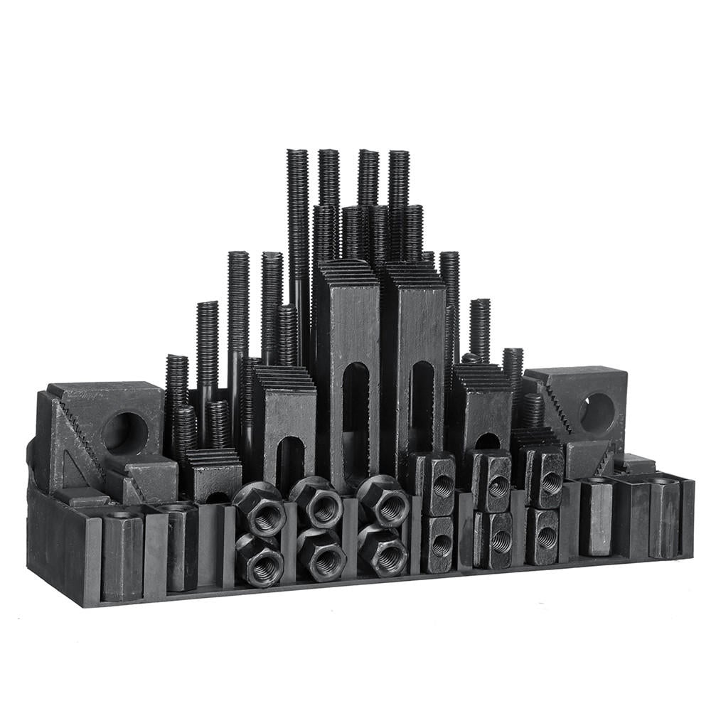 58pcs Clamping Tools Kit For Milling / Drilling M12 Studs 14mm Slot Step Block Set