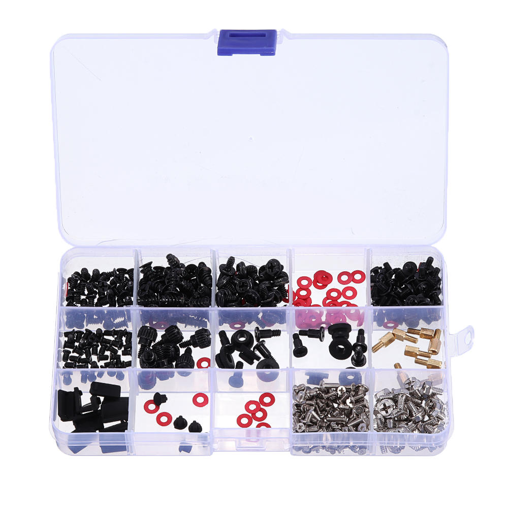 350Pcs/set M2/M3/M3.5 DIY Desktop Computer Repair Screw Assortment Mainboard Fan Cross Screws Hex Standoffs Spacers Kits w/ Storage Box Screwdriver
