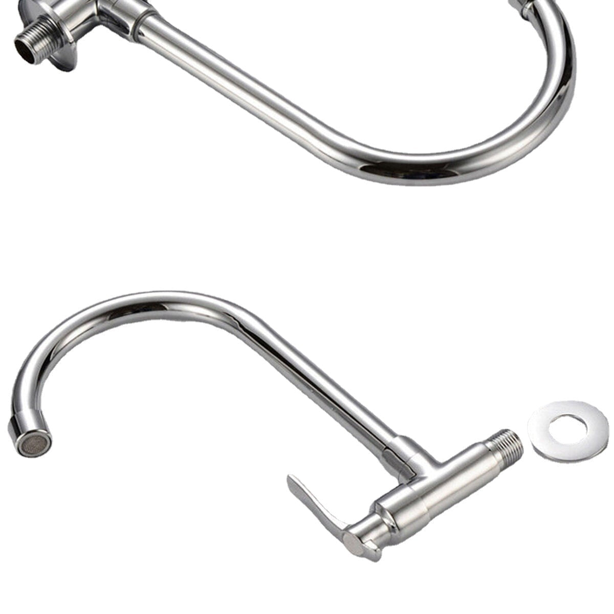 Wall Mount Kitchen Sink Faucet 360 Degree Rotation Single Cold Tap