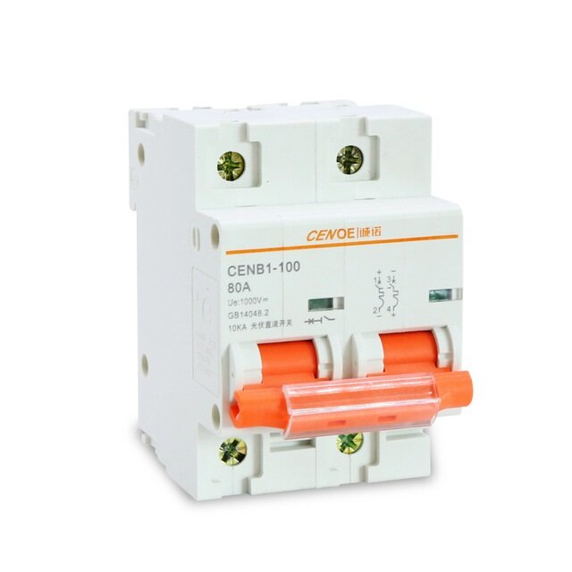 Circuit Breaker MCB Breakers with Short-circuit and Overload Protection,2P DC1000V 63A 80A 100A 125A DC