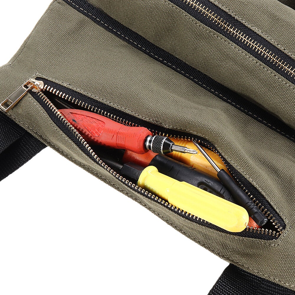 Handheld Fold-able Canvas Storage Tool Bag Portable Toolbag Repair Hand Toolkit Metal Screws Drill Plier Wrench wood working Tool Organizer