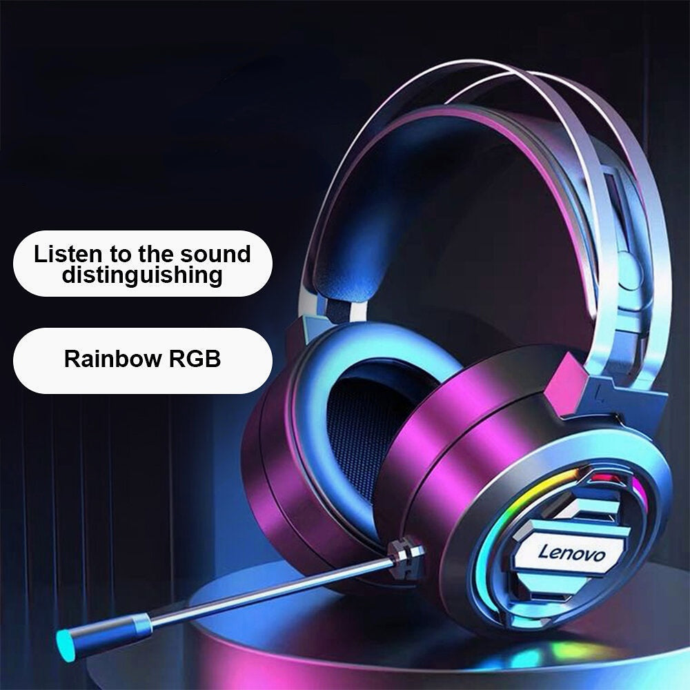 Headphone 7.1 RGB Light Heavy Bass 50mm Loudspeaker Gamming Wired Headphones wtih Adjustable Microphone
