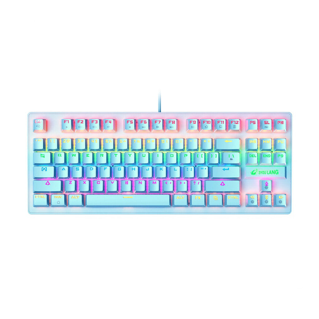 87 Keys Mechanical Keyboard Wired Rainbow Backlight Blue Switch Gaming Keyboard for Laptop Computer PC Gamer