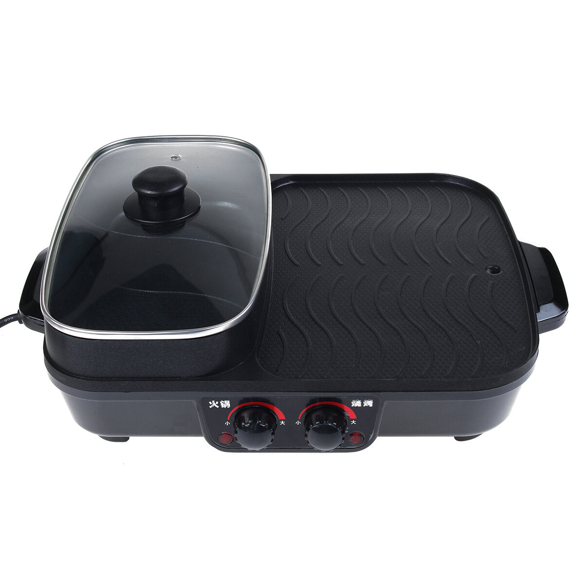 220V 1500W 2 IN 1 Electric Grill Pan Hot Pot Multi-function BBQ Frying Cook Grill Non-stick