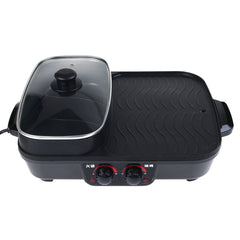 220V 1500W 2 IN 1 Electric Grill Pan Hot Pot Multi-function BBQ Frying Cook Grill Non-stick