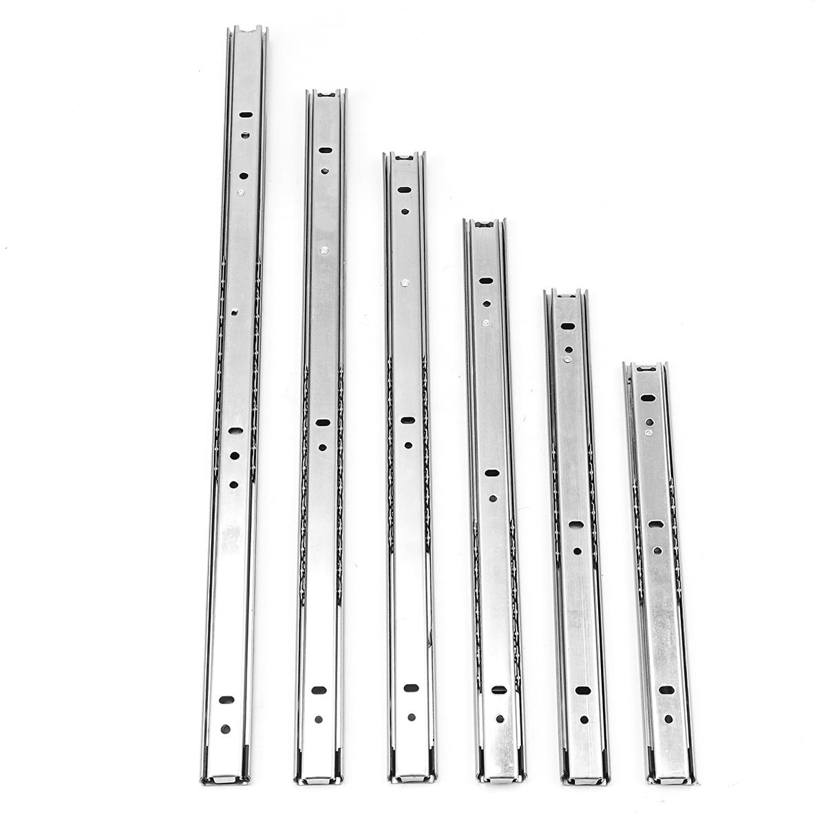 2Pcs 27mm Ball Bearing Drawer Runners Slides Side Full Extension Slide
