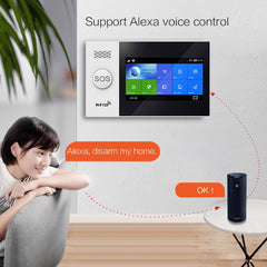 Alarm System 4.3 Inch Screen WIFI GSM GPRS Burglar Home Security With PIR Motion Sensor Fire Smoke Detector