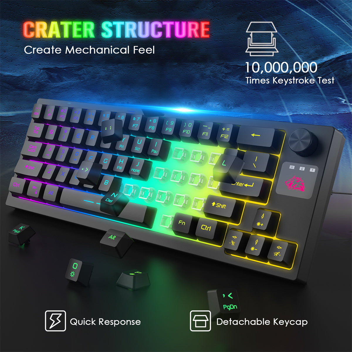 64-Keys Translucent RGB Gaming Wireless Keyboard with Adjustable Mouse Pad for PC Laptop Gamer