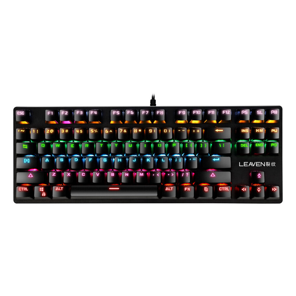 87 Keys Wired Mechanical Keyboard Blue Switch Waterproof 19 RGB Backlight Gaming Keyboard for Windows XP/7/8/10