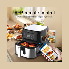 1700W 220V 5.5L Air Fryer APP Control 8+1 Cooking Functions Preheat & Warm Keeping Hot Oven Cooker with Touch Screen Control