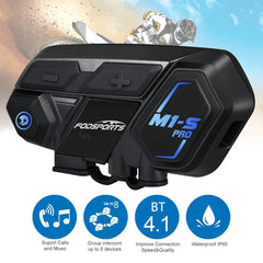 Single Fodsports -S Pro Motorcycle Helmet Intercom Bluetooth Helmet Headsets 8 Rider 2000M Group Interphone
