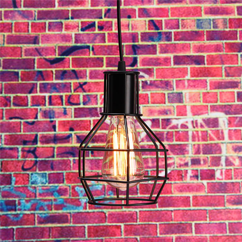 Vintage Industrial Pendant Ceiling Light Lamp Shade Metal Cage Black Cafe Loft Bar