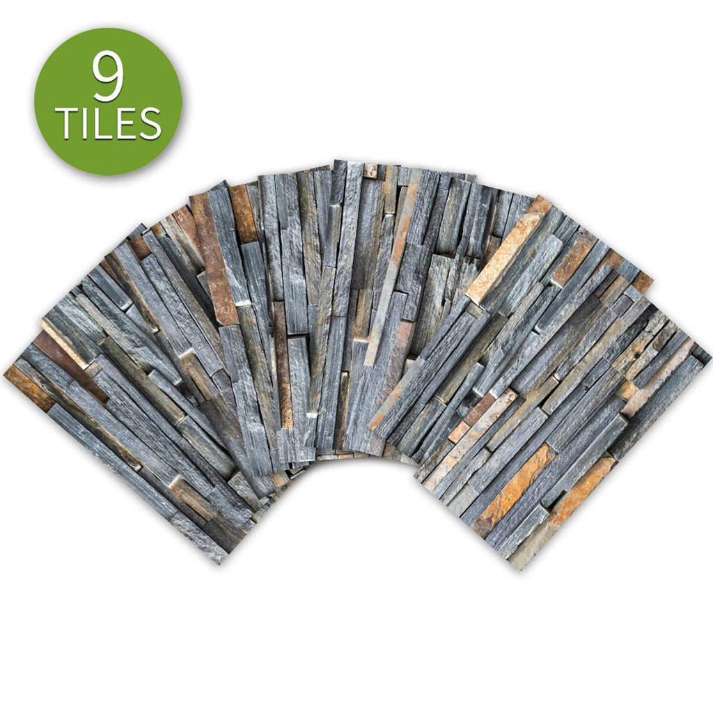 9Pcs 7.8x3.9'' 3D Waavll Tile Sticker Bathroom PVC Decals Art Poster Decoration