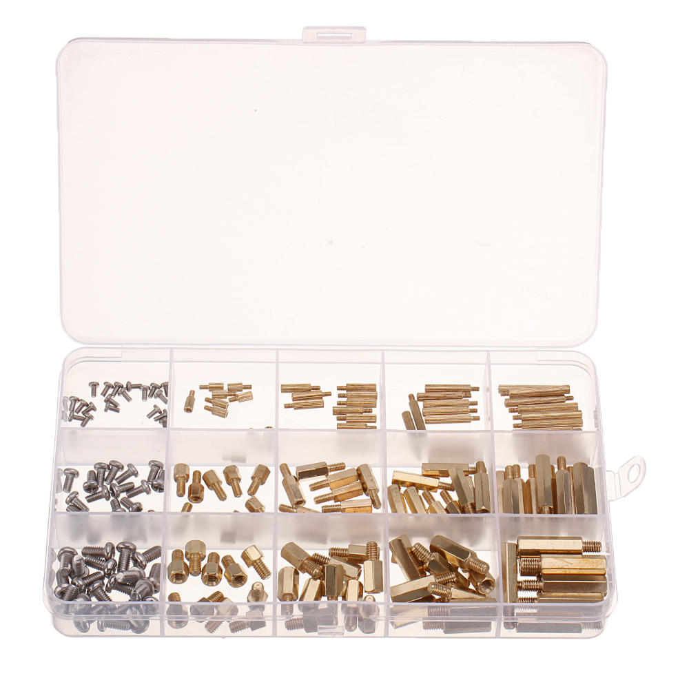 360Pcs M2/M3/M4 Male-Female Female-Female Knurled Brass Round Thread Hex Column Standoff Support Spacer Pillar for PCB Board