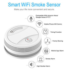 Smart WiFi Smoke Sensor Compatible with Alexa and Google Home APP Alarm Home Security Accessories