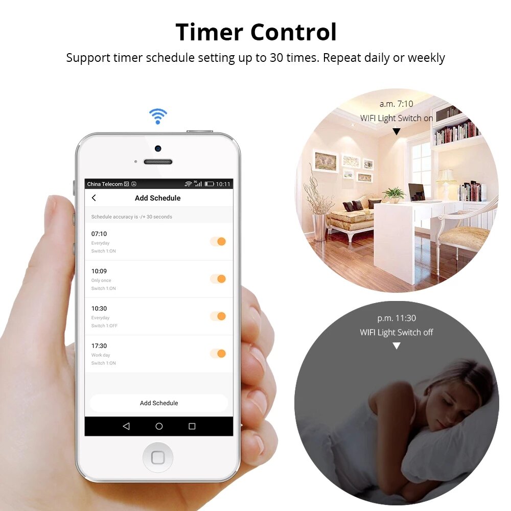 WiFi Light Switch Neutral Optional Wire 1 2 3 Gang Alexa Google Home Assistant Control 220v 240V