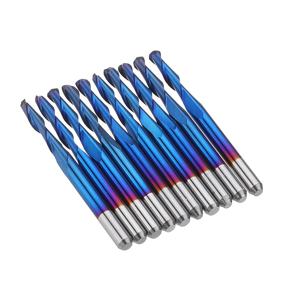 10pcs 3.175mm Shank 2.5mm End Mill Blue Coated Spiral Ball Nose CNC Milling Cutter
