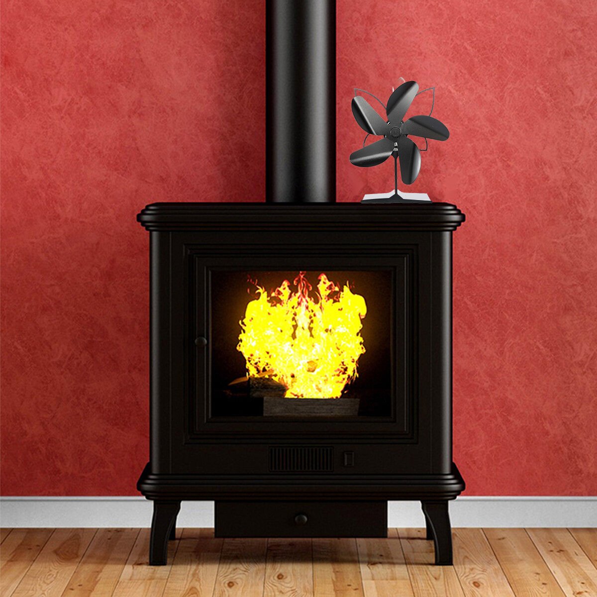 5 Blades Fireplace Fan Stove Fan Heated Fan Heat Powered Eco Fan Low Noise