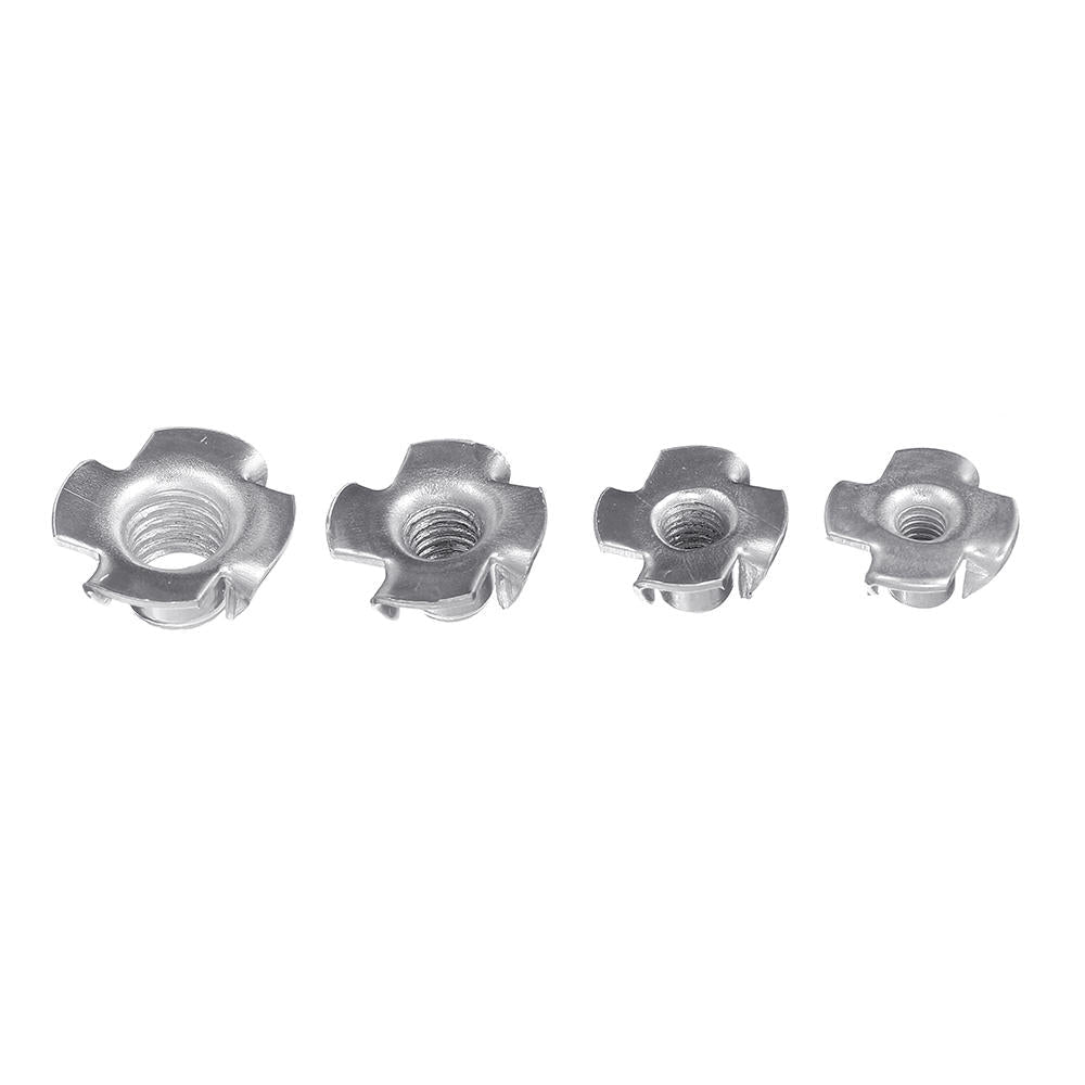90Pcs Four Prong T Nut Inserts Carbon Steel Zinc Plated For Wood M3/M4/M5/M6/M8 Nut Assortment Kits