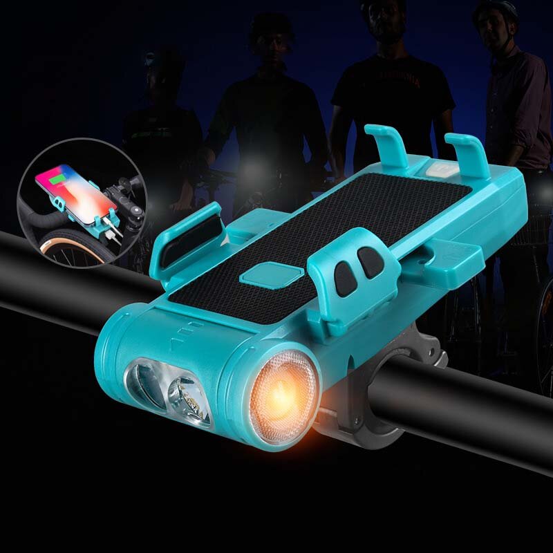 5-in-1 2000mAh/3500mAh 500LM Bike Light USB Rechargeable Power Bank Waterproof Phone Holder Headlight With Bike Horn
