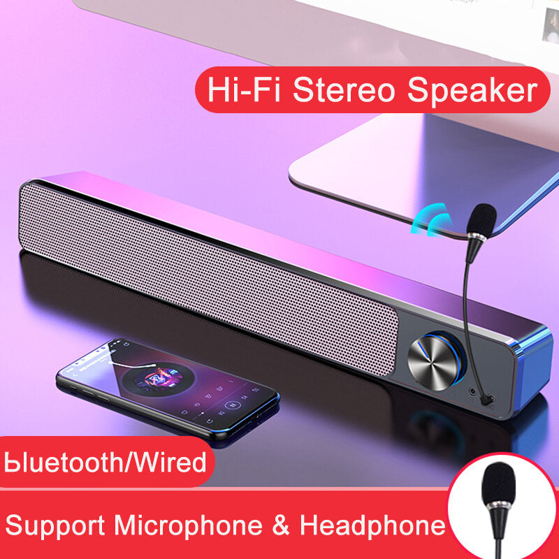 Bluetooth Speaker Hi-Fi 4D Stereo Surround Sound Bass Subwoofer Dual Drivers Noise Reduction Soundbar Computer Speaker Home Theater