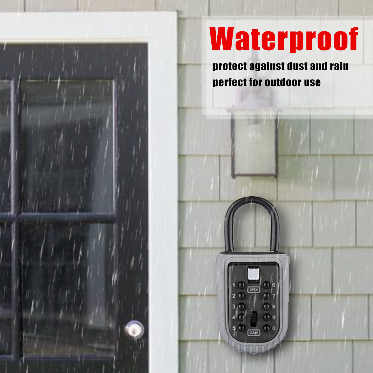 Wall Mounted Waterproof Key Lock Box With 10-Digit Push Button Combination