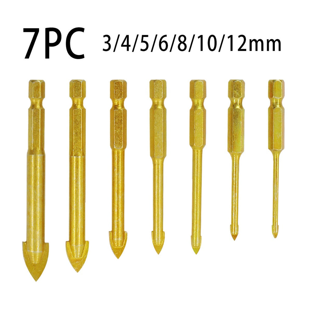 5/6/7Pcs Drill Bits 3-12mm Triangle Bit for Ceramic Wall Glass Concrete Hole Opener , Gold