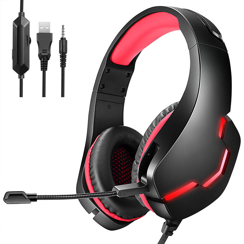 Gaming Headset USB 7.1 3.5mm Wired Deep Bass Stereo LED Light Headphone with Mic for PS4 Xbox PC Laptop Gamer