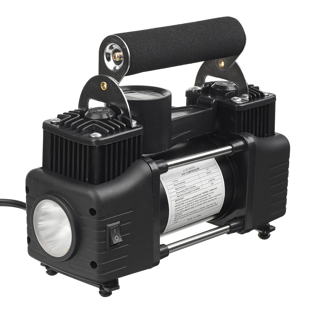 12V 150PSI Dual Cylinder Car Tire Inflator Portable Auto Air Compressor Pump Smart Preset Inflation with LED Light