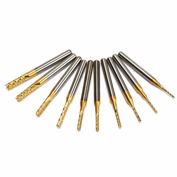 10pcs 0.8-3mm Titanium Coated End Mill Cutter Milling Cutter
