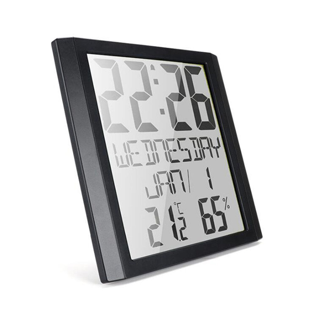 Digital Wall Clock Temperature & Humidity Snooze Alarm Clock Indoor Thermo-hygrometer Weather Monitor for Home
