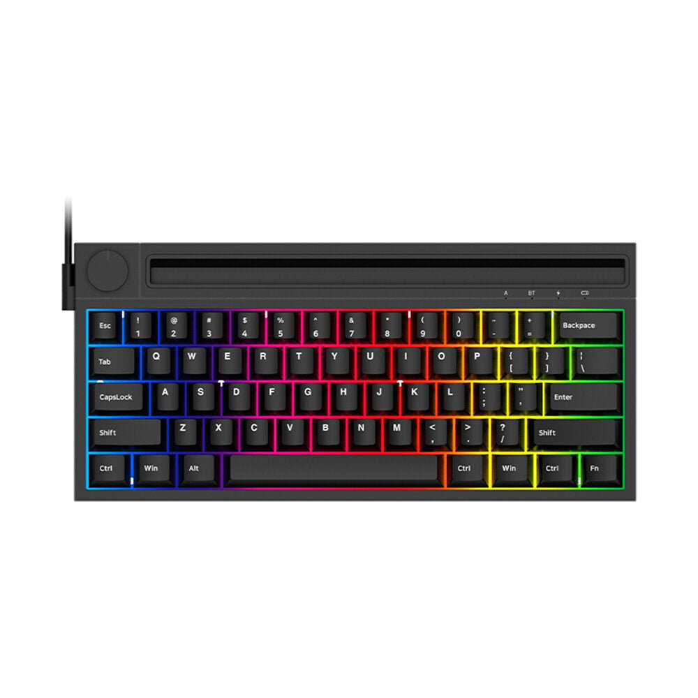 Wireless Mechanical Keyboard 62Keys Bluetooth 3.0 Dual Mode Built-in Battery Type-C Interface With Volume Botton for PC Laptop Smartphone Tablet