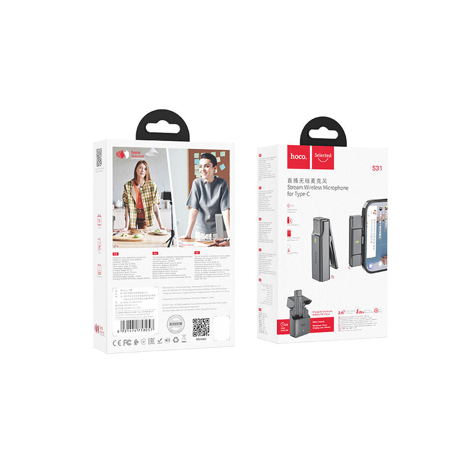 Wireless Microphone Receiver 2.4G HD Noise Reduction Video Recording Mini Mic for Live Broadcast Vlog Interview