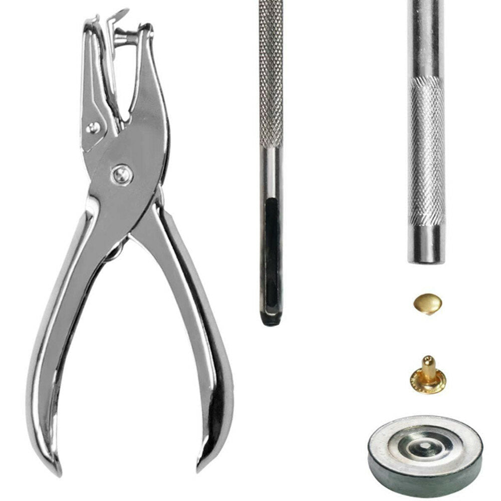 300 Sets Leather Rivets Double Cap Rivet Tubular Metal Studs with Punch Pliers