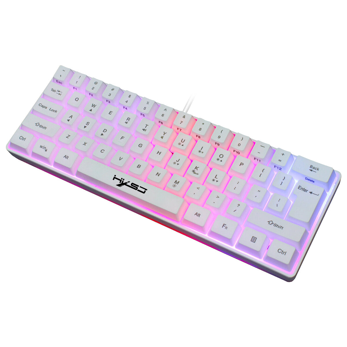 61 Keys Gaming Keyboard USB Wired LED Backlit Multiple Shortcut Keys Mini Mechanical Feel Keyboard for Home Office