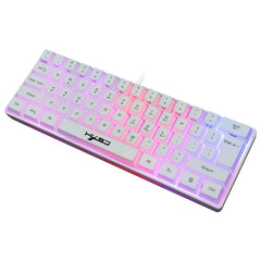 61 Keys Gaming Keyboard USB Wired LED Backlit Multiple Shortcut Keys Mini Mechanical Feel Keyboard for Home Office
