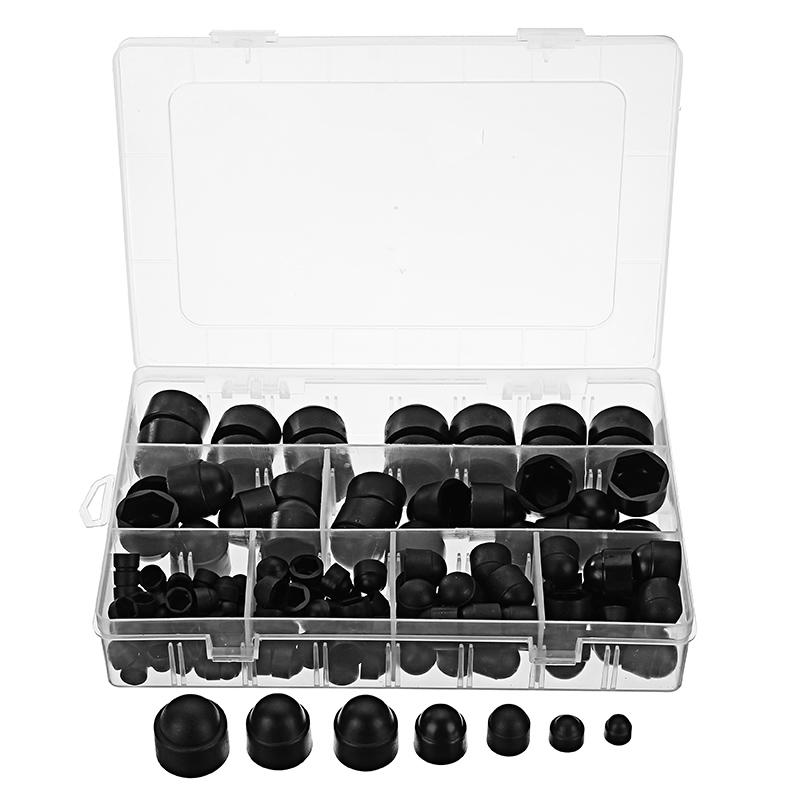 M4/M5/M6/M8/M10/M12 Black Nut Bolt Cover Hexagonal Bolt Cap Rubber Cap 145Pcs