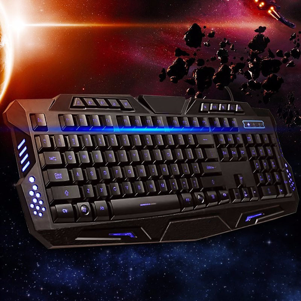 USB 3 Colors LED Backlit Wired Gaming Keyboard