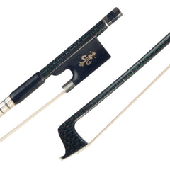 Master 4/4 Carbon Fiber Violin Bow Green Silk Braided Carbon Fiber Stick Cupronickel Mounted Ebony Frog Durable Use