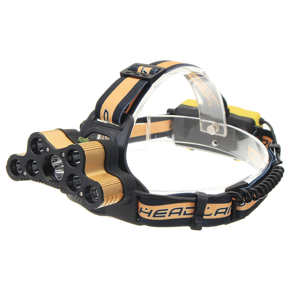 6-Modes 7xT6+2xQ5 LED Head Lamp USB Rechargeable Camping Head Torch With SOS Whistle Function