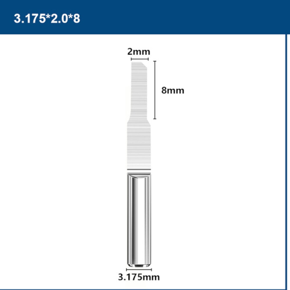 10Pcs 3.175mm Shank V-shape PCB Engraving Drill Bit Single Grooving Flat Bottom 0.8-3mm CNC Router Mill Carbide Milling Cutter Tool
