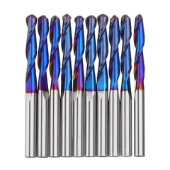 10pcs 3.175mm Shank Nano Blue Coat Flat Nose End Mill CNC Router Bits 1/8 Inch Shank Spiral Upcut 2 Flute Milling Cutter