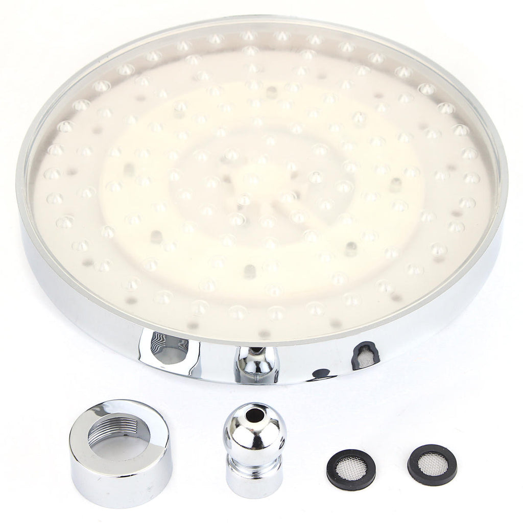 360 Adjustable 8 Inch LED Round Chrome Rain Bathroom Shower Head Rainfall 7 Color Changing Bath