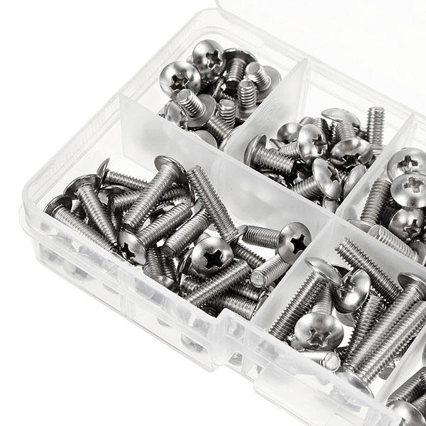 M4SP1 M4 Stainless Steel Phillips Round Head Screws Bolts Nuts Assortment Kit 250Pcs