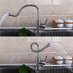 Stainless Steel Kitchen Sink Faucet Modern Chrome Basin Single Lever Tap