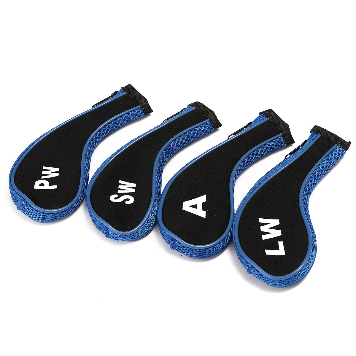 12Pcs/set Golf Clubs Iron Head Covers Driver Professional Number Tag Headcovers Rubber Golf Long Neck Protector Case with Zipper Long Neck Blue